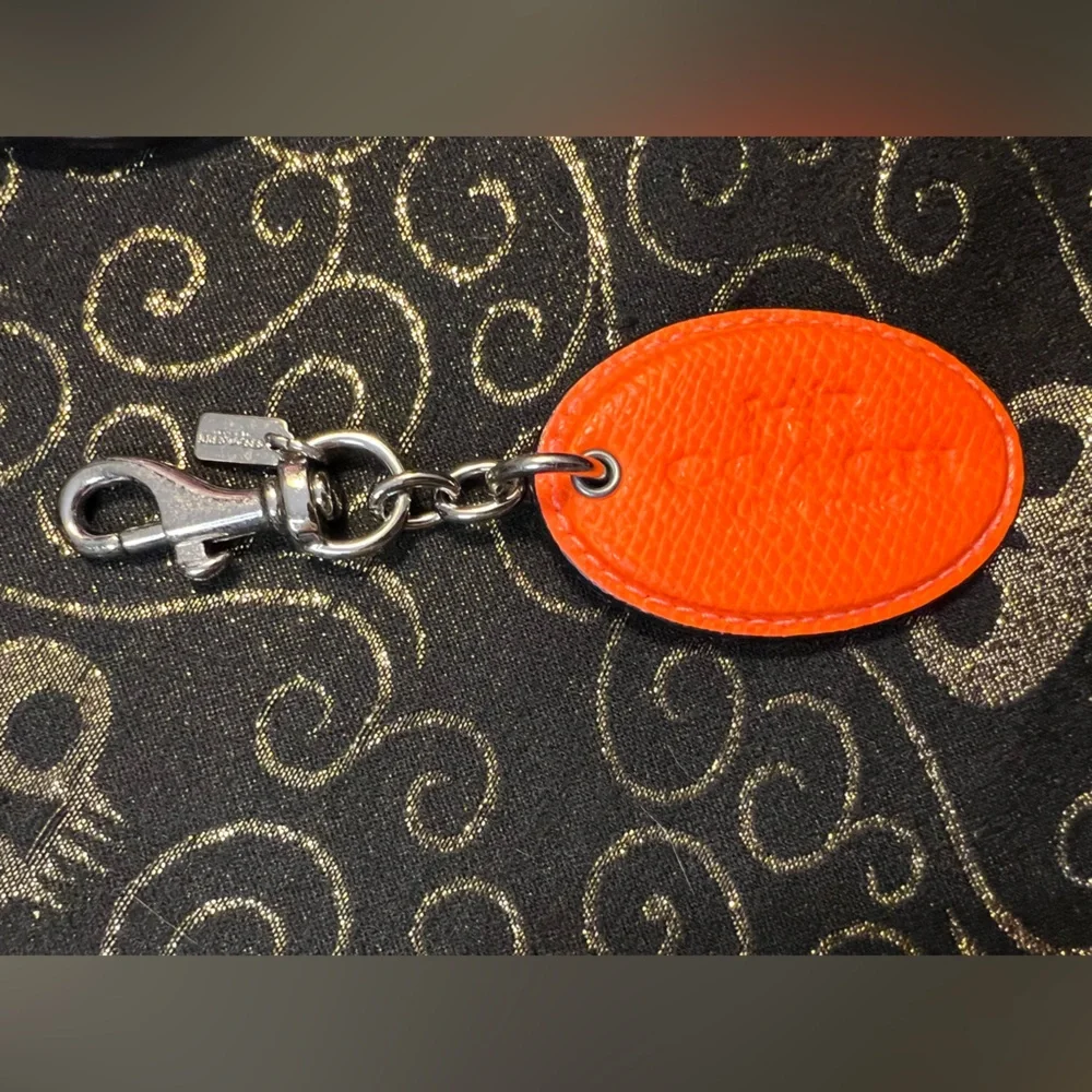 Coach Orange or White Leather Keychains Bag Charms (1) pc choice of one